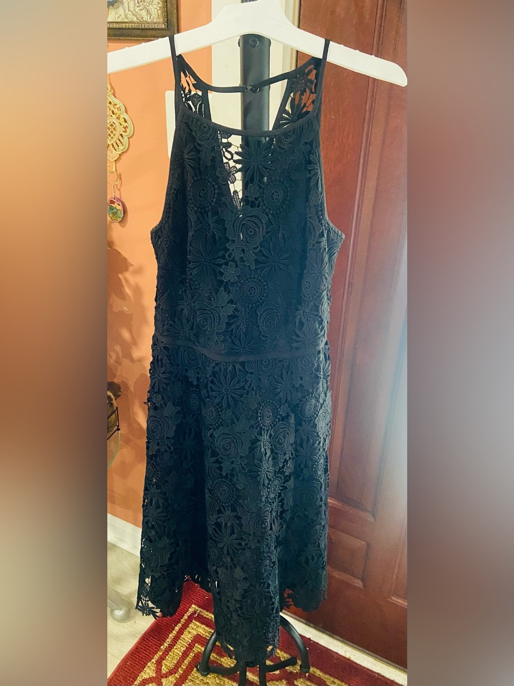 White House Black Market Black Floral Lace Dress